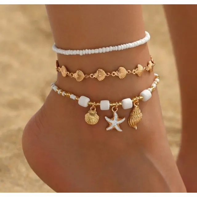 Komplet zapestnic za nogo – elegantni morski stil